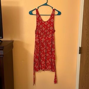 Bright Red Tribal Print Tie-Waist Forever 21 Dress